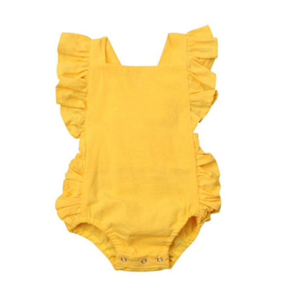 Yellow Baby Girl Romper Vintage Baby 