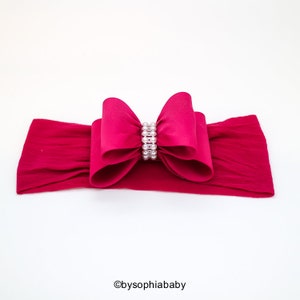 Hot Pink Bow Headband, Pink Baby Headband, Baby Big Bow Headband, Newborn Headband, Baby Headband, Nylon Headband, Pink Baby Headband, 936 image 6