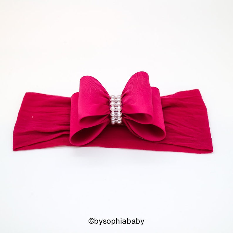 Hot Pink Bow Headband, Pink Baby Headband, Baby Big Bow Headband, Newborn Headband, Baby Headband, Nylon Headband, Pink Baby Headband, 936 image 6