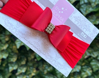 Red Baby Headband, Christmas Headband, Red Bow Headband, Newborn Headband, Baby Headband, Bow Headband, Red Nylon Headband, 715