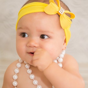 Baby Headband Headwrap, Yellow Baby Headband, Yellow Baby Bow, Baby Girl Headband, Photo Prop, Yellow Headband, Yellow Nylon Headband, 923