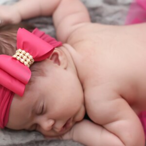 Hot Pink Bow Headband, Pink Baby Headband, Baby Big Bow Headband, Newborn Headband, Baby Headband, Nylon Headband, Pink Baby Headband, 936 image 3