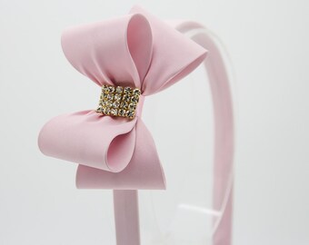 Bandeau Pink Bow, Bandeau de fille, Bandeau de tout-petit, Bandeau dur rose clair, Bandeau dur d’arc, Bandeau de fille de fleur, Bandeau de fille, 970