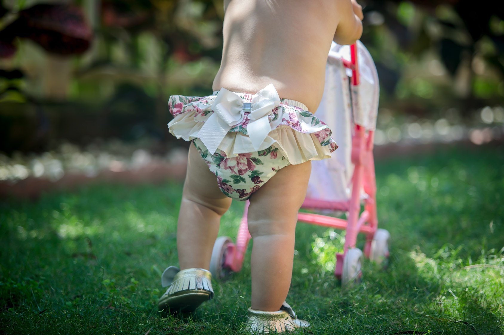 Floral Ruffle Back Bloomers and Headband, Baby Flower Headband, Floral Baby Bloomers, Baby Summer Set, Cotton Baby Bloomer set, 2626