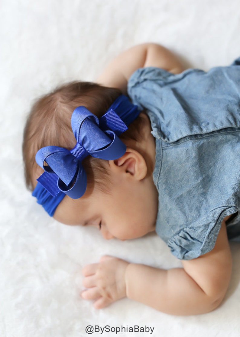Royal Blue Big Bow Headband Royal Blue Baby Headband Royal Etsy