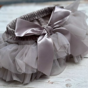 GRAY Baby Tutu Skirt, Tutu Baby Skirt, Baby Tutu, White Baby Bloomers, Gray Diaper Cover, Baby Diaper Covers, Baby Tutu Bloomers,