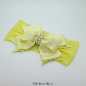 Baby Headband Headwrap, Yellow Baby Headband, Yellow Bow Headband, Baby Bow Headband, Big Bow Headband, Flower Girl Headband, Big Bow, 906