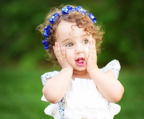 Baby Flower Crown Toddler Flower Crown Royal Blue Flower Crown