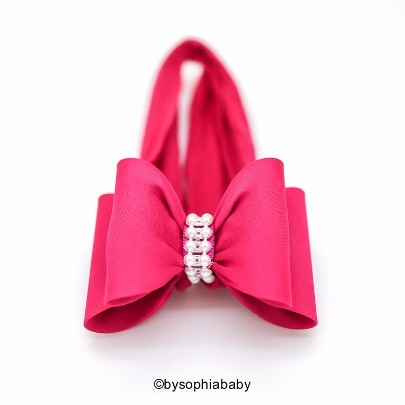 Hot Pink Bow Headband, Pink Baby Headband, Baby Big Bow Headband, Newborn Headband, Baby Headband, Nylon Headband, Pink Baby Headband, 936 image 4