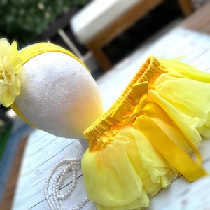 GELB Baby Mädchen Outfit, Ostern Stirnband und Pumphose Rock Outfit, Baby Mädchen Rüschen Baby Pumphose, Baby Shower Geschenk, Fotoshooting Outfit