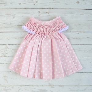 Polka Dot Dress, Pink Dress, Baby Girl Dress, Flower Baby Dress, Tea Party Baby Dress, Baby Girl Clothes, Flower Girl Dress,  1130