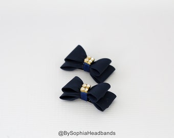 Navy Blue Hair Clip, Bow Hair Clip, Blue Hair Clip, Free SHipping, Girl Hair Clip, Baby Hair Clip, Blue Bow, Navy Blue Bow, 649