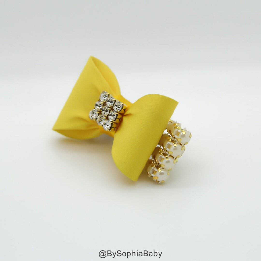 Baby Bow Hair Clip, Yellow Bow Hair Clip, Yellow baby Hair Clip