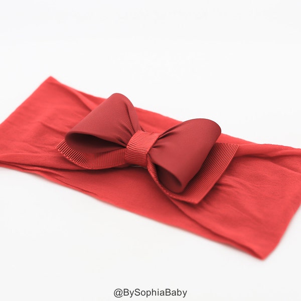 Red Baby Headband, Baby Bow Headband, Newborn Headband, Red Bow Headband, Photography Prop, Red Baby Bow, Red Girls Headband, 977