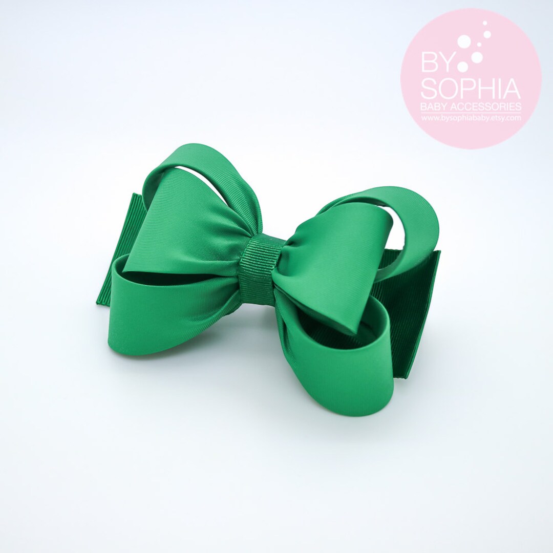 Green - Handmade Fabric Bow Hair Clip 27