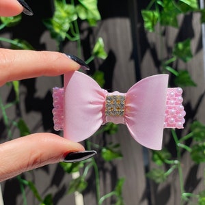 Baby Bow Hair Clip, Light Pink Bow Hair Clip, Pink baby Hair Clip, Rhinestone Hair Clip, Baby Hair Clip, Toddler Bow Hair Clip, 975
