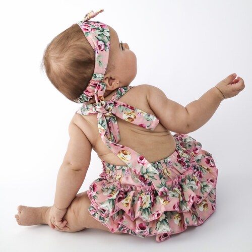 Baby Girl Romper Set Baby Romper and Headband Floral Baby Etsy