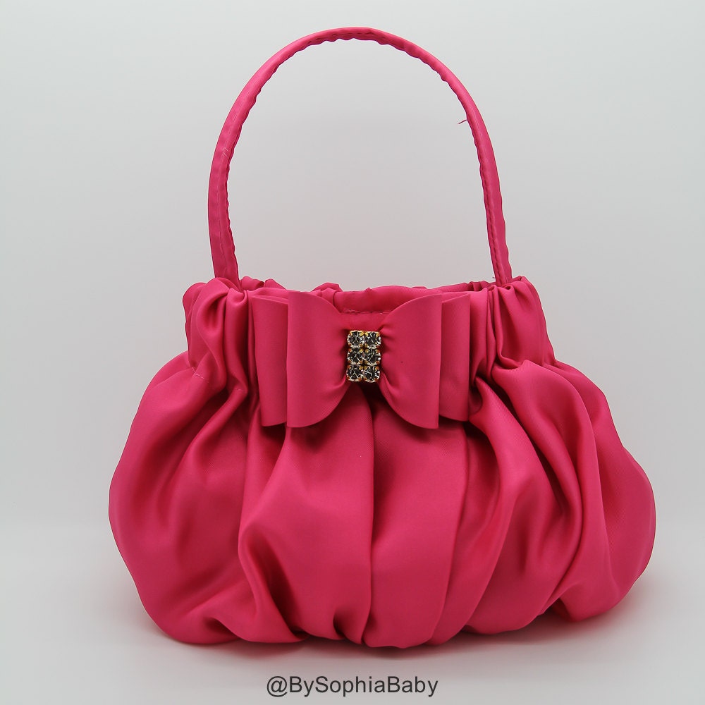 Baby Handbag Purse, Baby Hot Pink Purse, Flower Girl Purse, Baby Toddler Baby Pink Purse, Pink Baby Bow Headband, Photo Prop, 687
