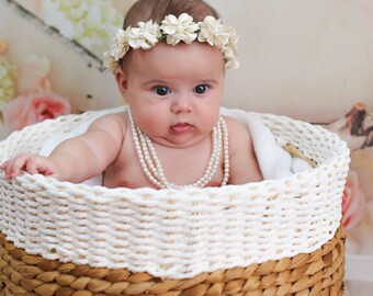 Baby Flower Crown, Toddler Flower Crown, Ivory Flower Crown, Girls Flower Crown, toddler Floral Crown, Wreath Silk Floral Crown, 1079