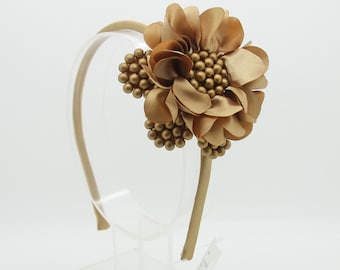 Diadema para niñas, diadema dura para niñas, diadema dorada, accesorio de foto, diadema de flores grandes, diadema de arco para niñas, diadema de perlas doradas, 993