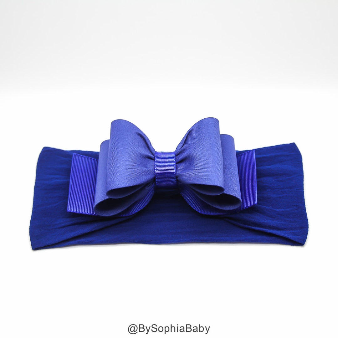 Baby Headband, Royal Blue Big Bow Headband, Blue Baby Headband, Newborn