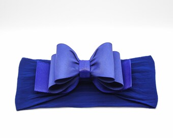 Baby Headband, Royal Blue Big Bow Headband, Blue Baby Headband, Newborn Headband, Big Bow Headband, Bow Headband, Nylon Headband, 1041