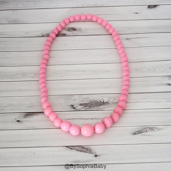 Light Pink Baby Necklace, Light Pink Girls Necklace, Pink Necklace, Baby Bead Necklace, Kids Necklace, Toddler Necklace, Girl Necklace