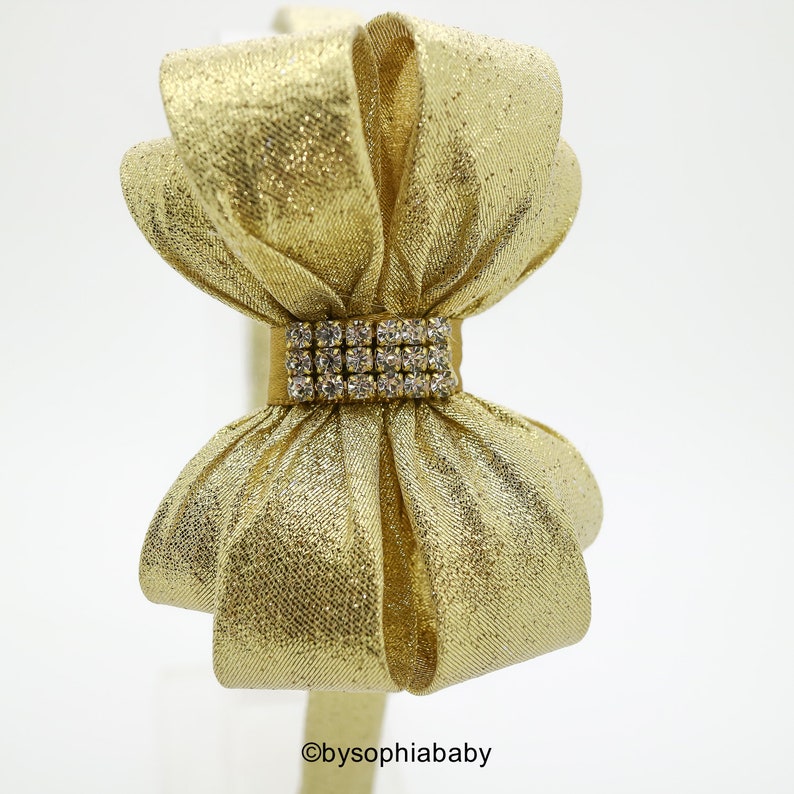 Sparkle Gold Bow Headband Girl's Gold Headband Toddler Etsy