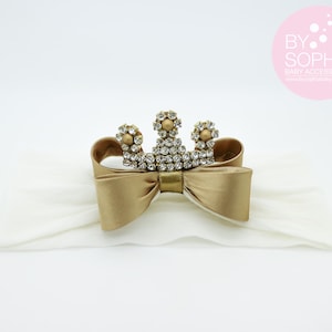 Baby Tiara, Gold Bow Crown Hoofdband, Princess Hoofdband, Princess Tiara, Photo Prop, Bow Hoofdband, Nylon Hoofdband, 1009