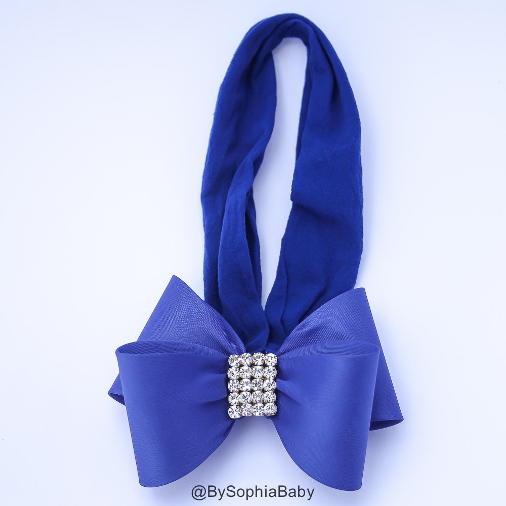 Baby Headband Headwrap Royal Blue Baby Headband Big Bow Etsy