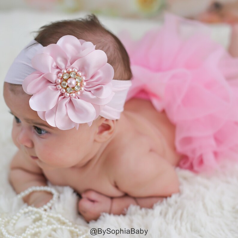 Baby Headband Headwrap Light Pink Baby Headband Baby Flower Etsy