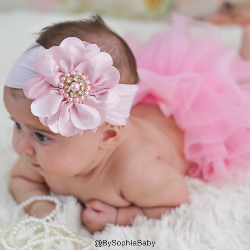 Baby Headband Headwrap, Pink Baby Headband, Baby Flower Headband