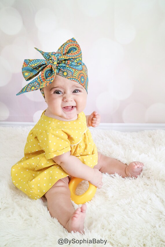 Toddler Baby Girl Top Knot Turban Turban Headband Yellow Headband