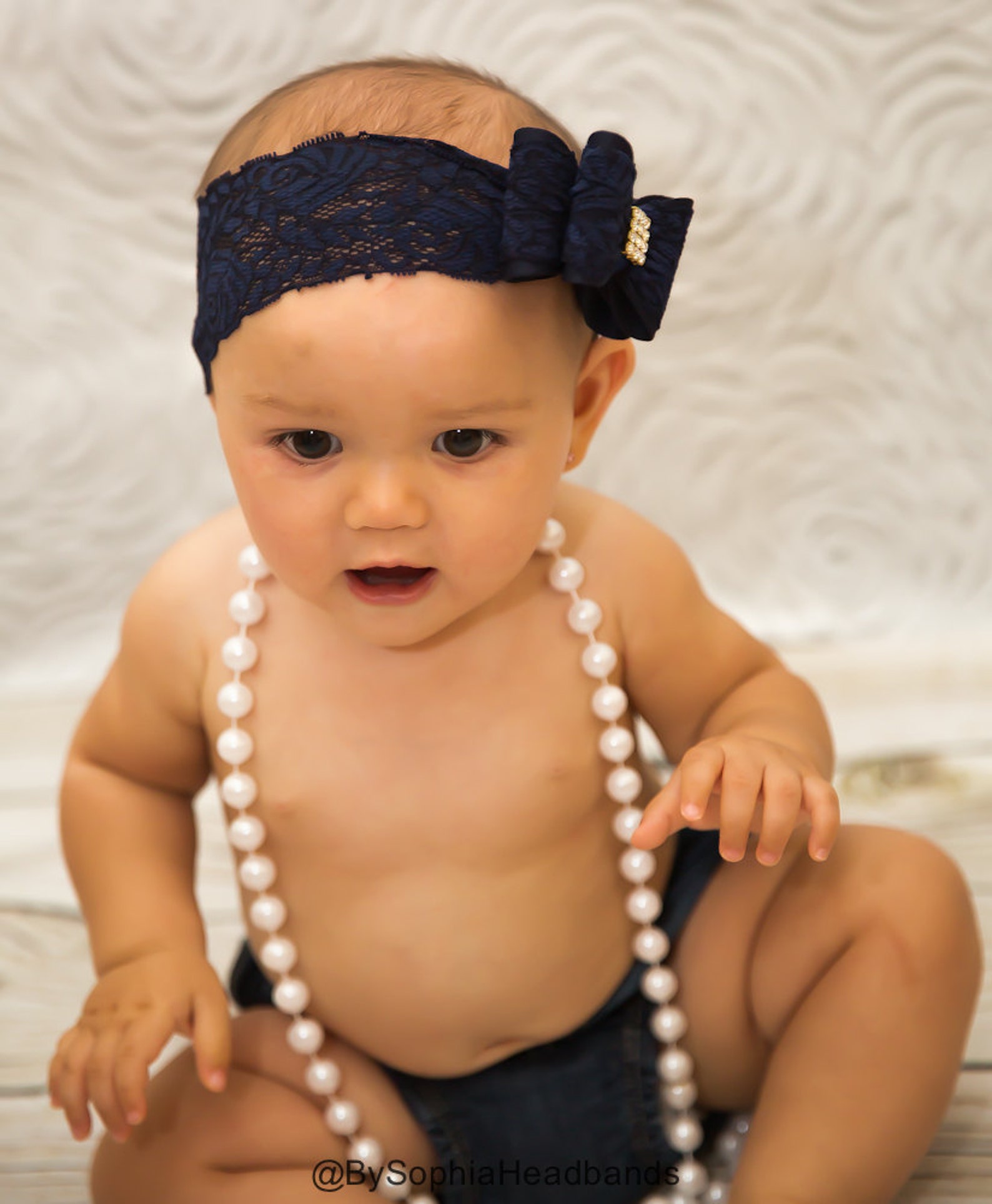 Baby Headband Navy Blue Big Bow Headband Baby Bow Headband Etsy