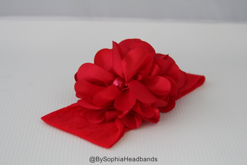Christmas Headband Red Nylon Headband Photo Prop Baby Nylon Headband Toddler Red Headband Red Flower Headband Red Baby Headband 847