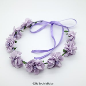 Baby Flower Crown, Toddler Flower Crown, Lavender Lilac Flower Crown, Girls Flower Crown, Flower Girl Headband, Wreath Floral Crown, 1079