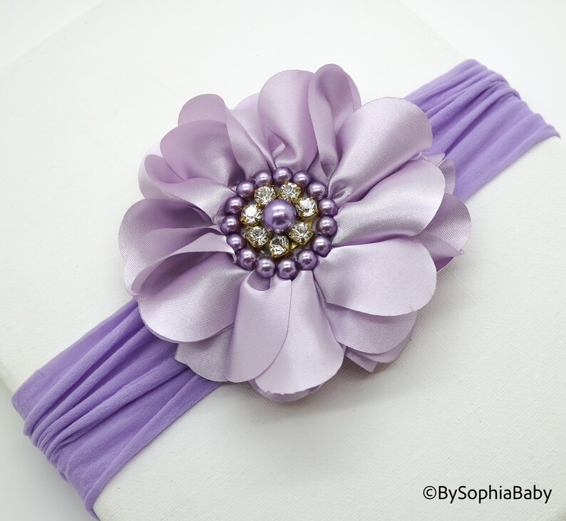 Baby Headband Headwrap Lilac Lavender Flower Headband Baby Etsy