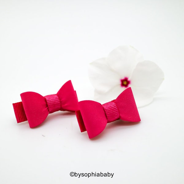 Newborn Baby Bow, Hot Pink Baby Bow, Pink Baby Hair Bow, Small Baby Bow Hair Clip, Flower Girl, Baby Small Hair Bow, Pink Baby Bow, 967