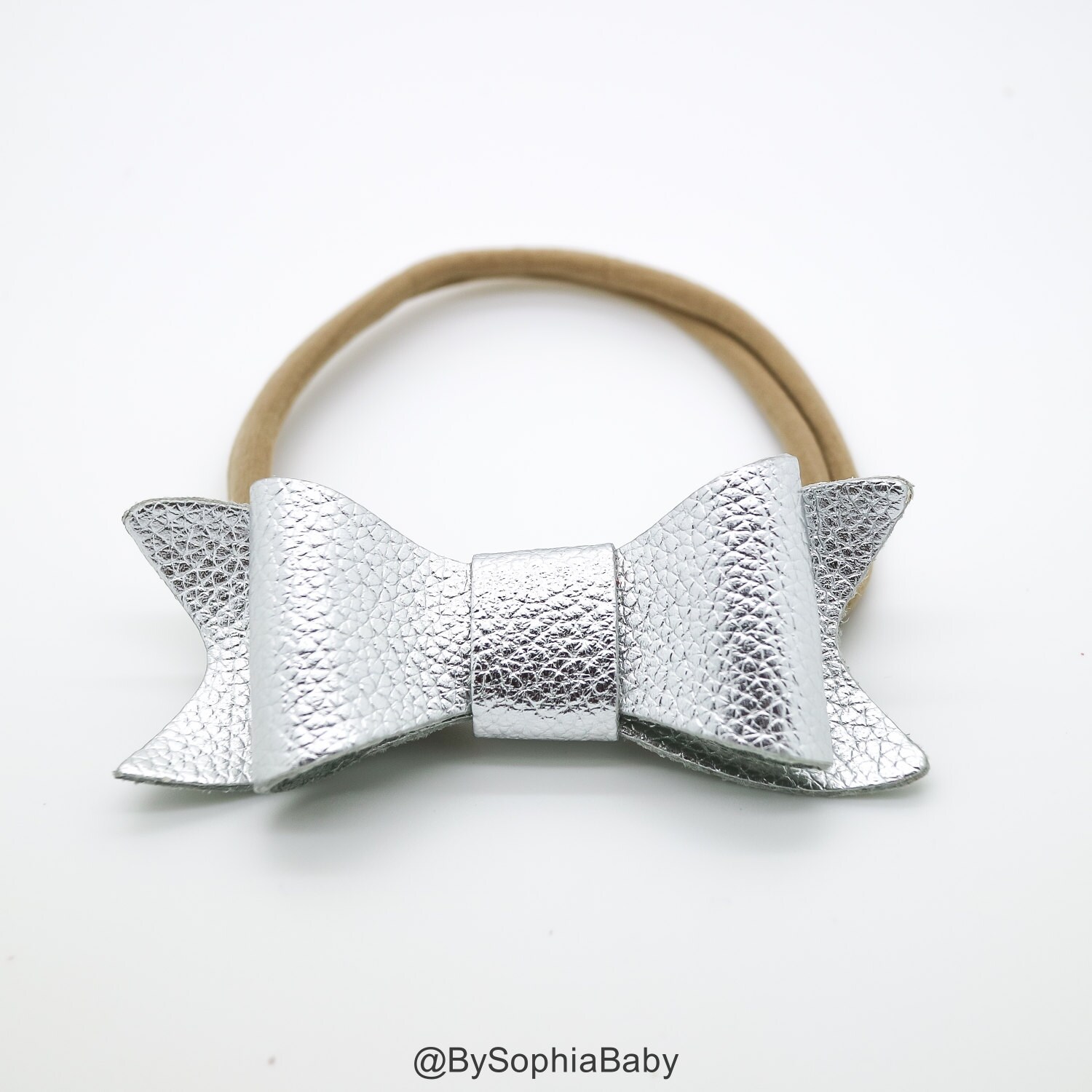 Baby Headband Silver Leather Bow Baby Leather Bow Headband Etsy