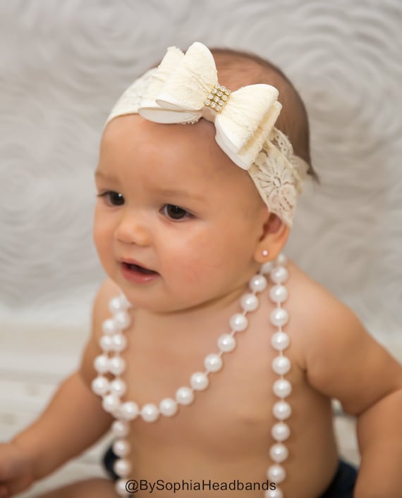 ivory baby headband