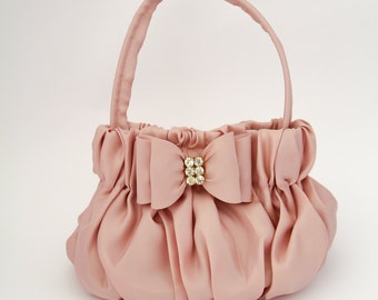 Baby Handbag Purse, Pale Pink Purse, Flower Girl Purse, Baby Toddler Baby Pink Purse, Pink Baby Bow Purse, Photo Prop, 687
