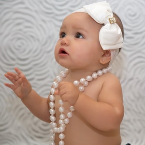 Baby Headband, White Big Bow Headband, Big Bow Headband, Baby Girl Headband, Baptism Headband, Newborn Headband, Baby White Headband, 907