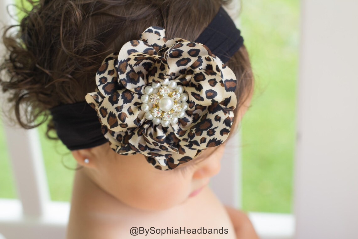 Baby Headband Headwrap Leopard Baby Headband Baby Flower Etsy