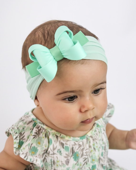 mint green baby headband