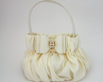 Baby Handbag Purse, Ivory Purse, Flower Girl Purse, Baby Toddler Baby Ivory Purse, Ivory Baby Bow Purse, Photo Prop, 687