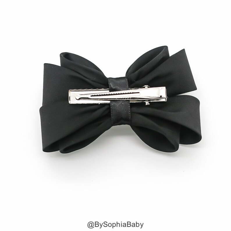 Black Bow Hair Clip Girls Hair Clip Bow Hair Clip Wedding Etsy