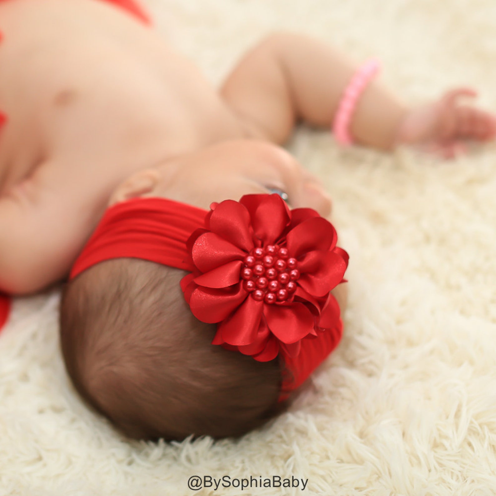 Babyhug Free Size Flower Applique Headband - Red
