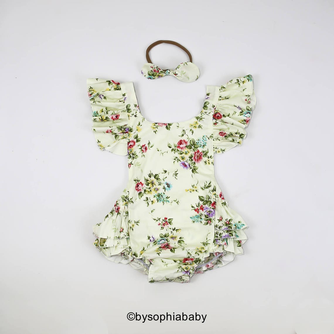 Buy Baby Girl Romper Set Baby Romper and Headband Ivory Floral Online