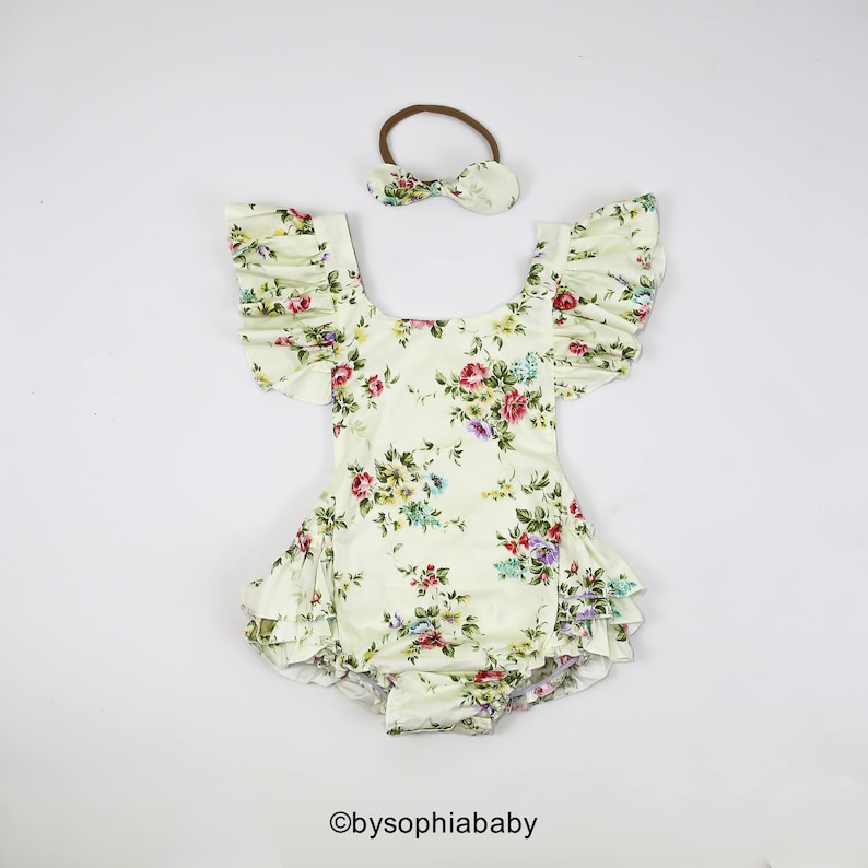 Buy Baby Girl Romper Set Baby Romper and Headband Ivory Floral Online