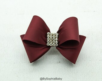 Bourgondische Strik, Boog Haar Clip, Peuter Bourgondië Haar Clip, Meisjes Boog Haar Clip, Grote Boog Haar Clip, Bourgondisch haar Bow, 1004